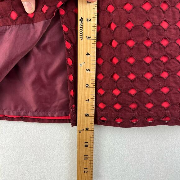 Maiocchi Broderie Anglaise Dress Women’s SZ 8 Burgundy Cotton Red Lining - Picture 9 of 15